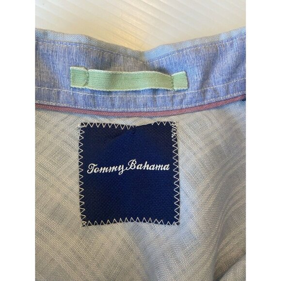 Tommy Bahama Mens Button Up Shirt Linen Cotton Blend Size Large Shirt Light Blue - Picture 9 of 15
